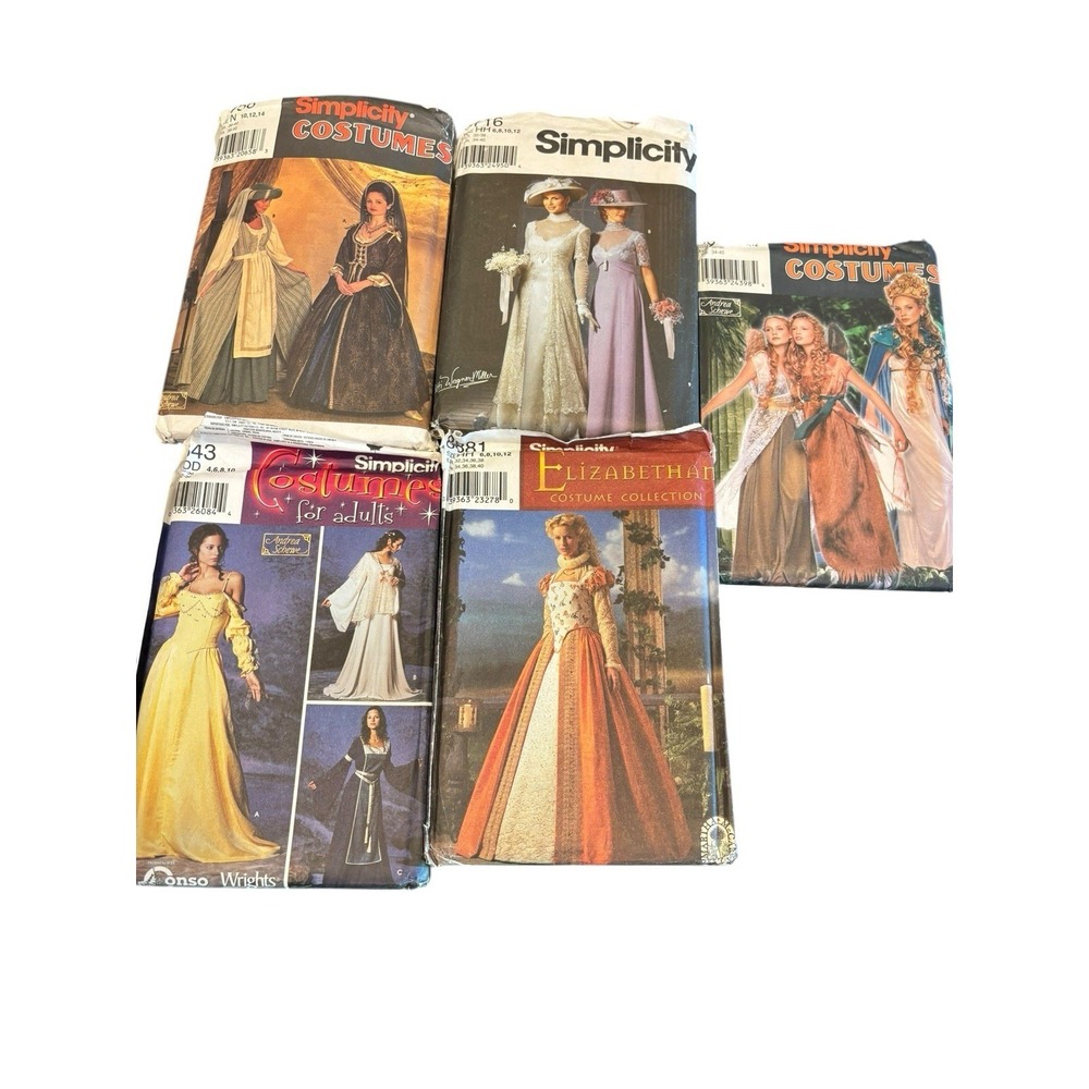 Simplicity Lot Of 5 Medieval Renaissance Dress Costume‎ Sewing Patterns